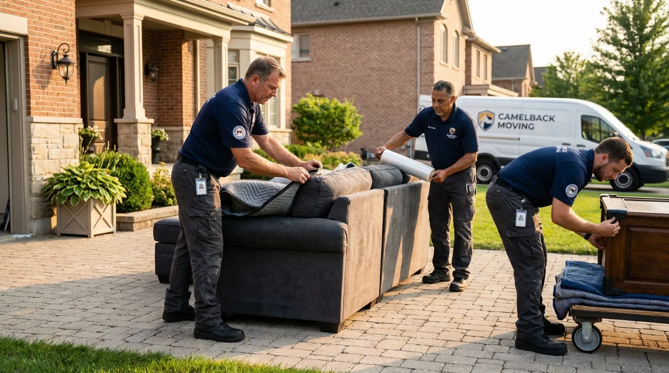 Large estate moving crew wrapping furniture in Williamsburg, PA